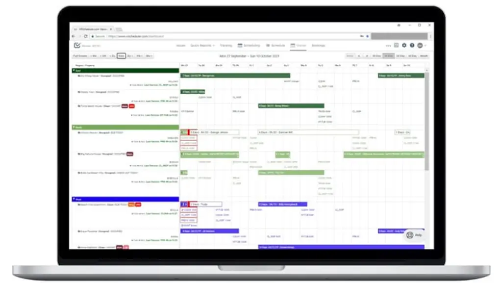 Supervisor reviewing a multi-property turnover calendar for E14 Airbnb units
